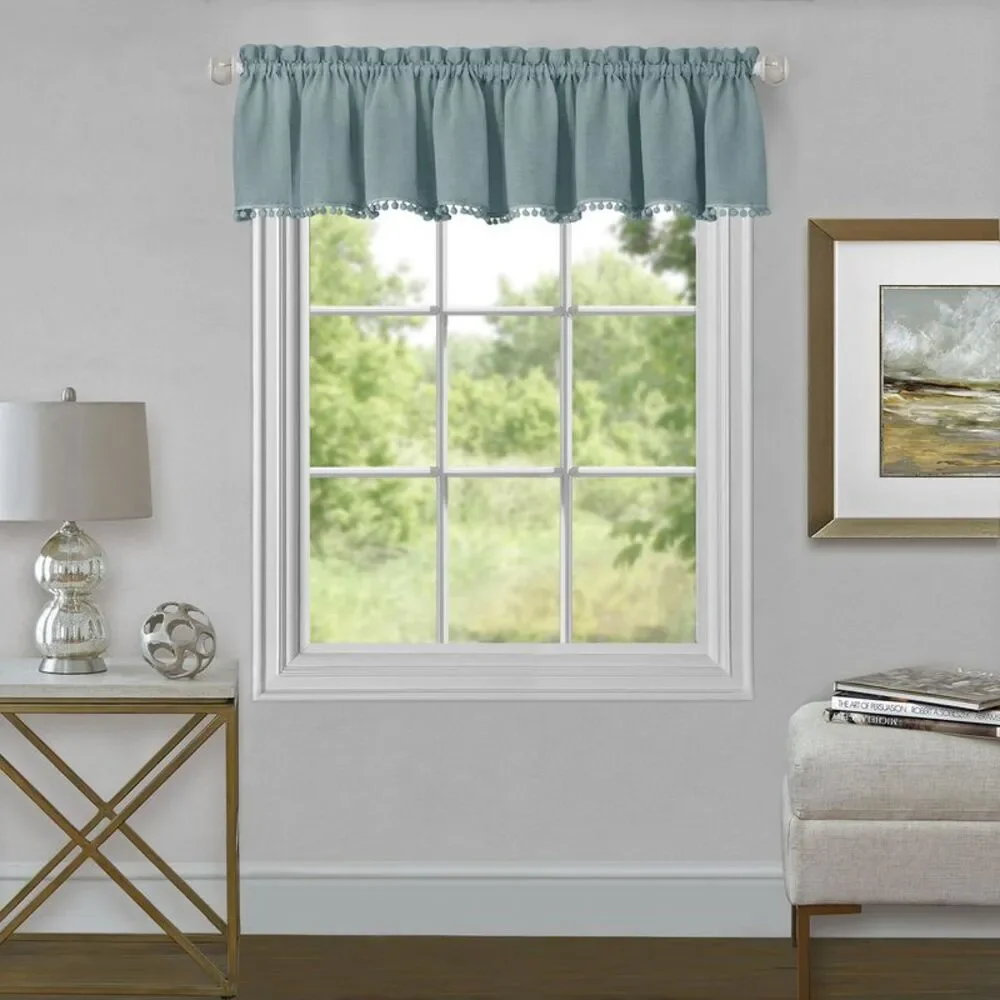 Achim Home Furnishing: Wallace Aqua Semi-Sheer Window Curtain Rod Pocket Panel: